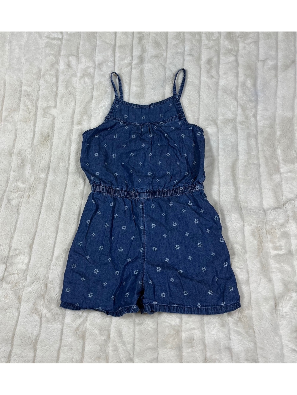 Old Navy Girls M Chambray Cotton Fall Spring Geometric Boho School Casual Romper